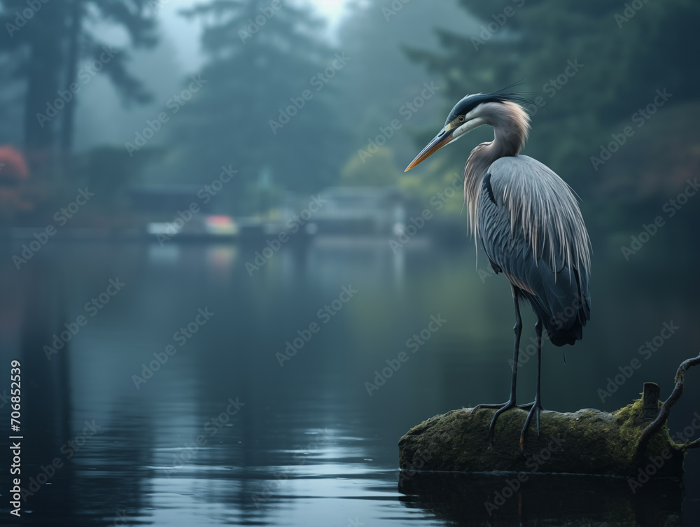 Naklejka premium great heron in the swamp