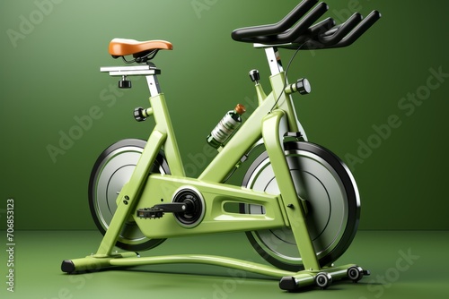 Stationary Bike, on an isolated Yoga Green background, Generative AI