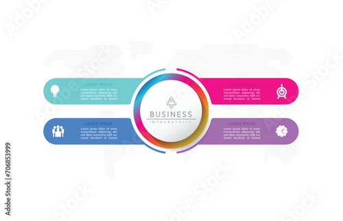 Vector infographic business presentation template connected with 4 options