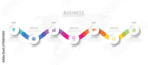 Vector infographic business presentation template with circular interconnection with 5 options.