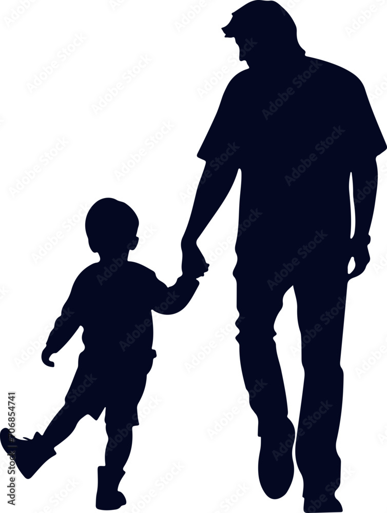 Father Walking With Son silhouette