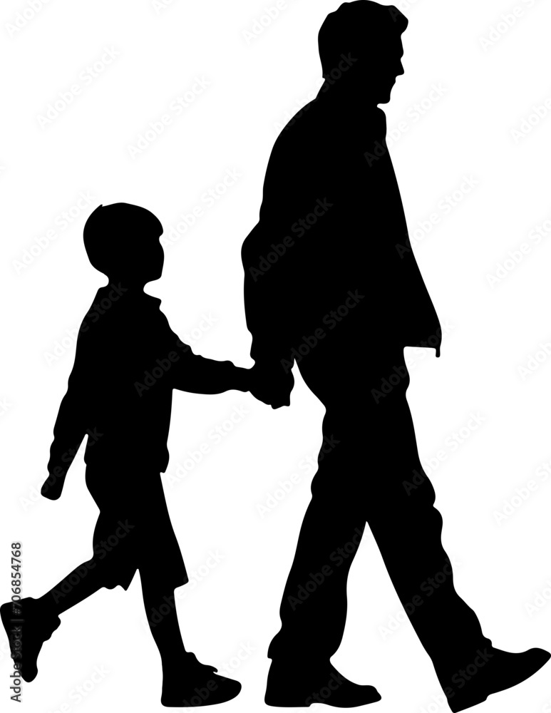 Father Walking With Son silhouette