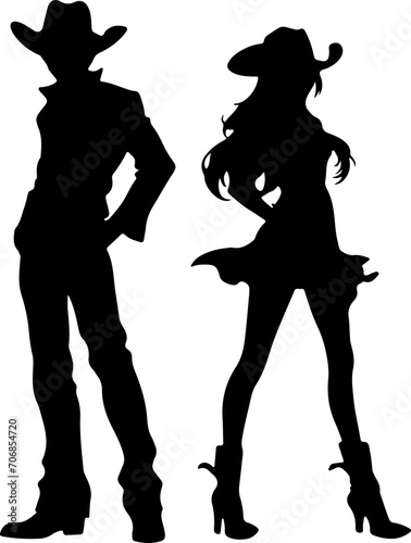 Couple Cowboy And Cowgirl silhouette photo