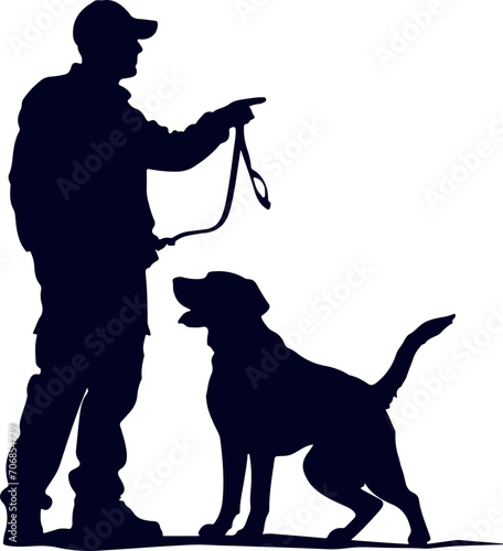 Dog trainer with dog silhouette