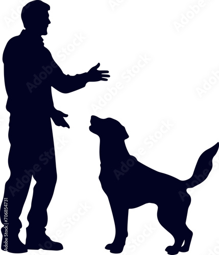 Dog trainer with dog silhouette