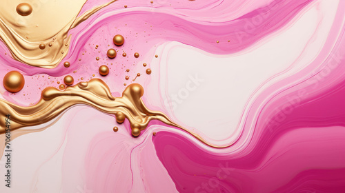 pink  and golden foam with texture background of liquid paint,pink and gold liquid paint luxury wall texture with shiny golden veins pattern abstract background.Fluid art texture.Liquid acrylic artwo photo