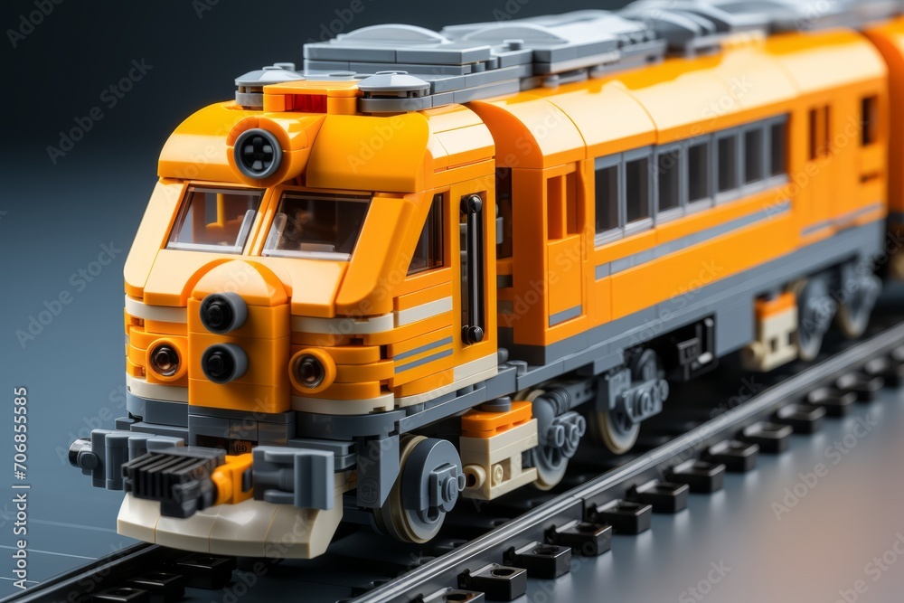 3D Render Train Toy, on an isolated Track Gray background, Generative AI 3D Render Train Toy, on an isolated Track Gray background, Generative AI
