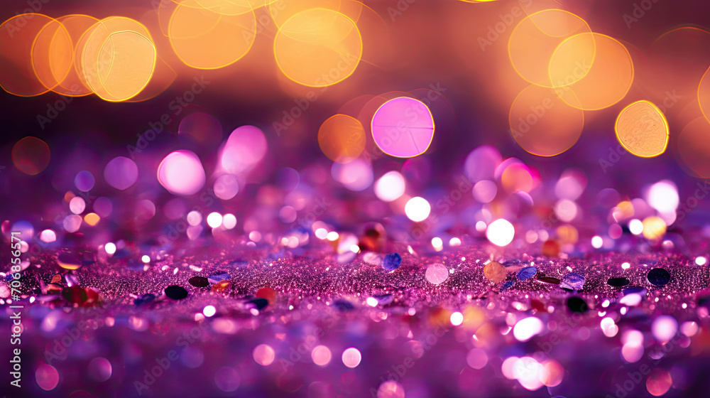 A shimmering and vibrant purple glitter background perfect for adding a touch of glamour and sparkle to designs, ideal for party invitations, website headers, and social media graphics.