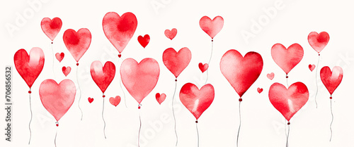 hearts shape balloons for Valentine's Day. Greeting card on the day of love