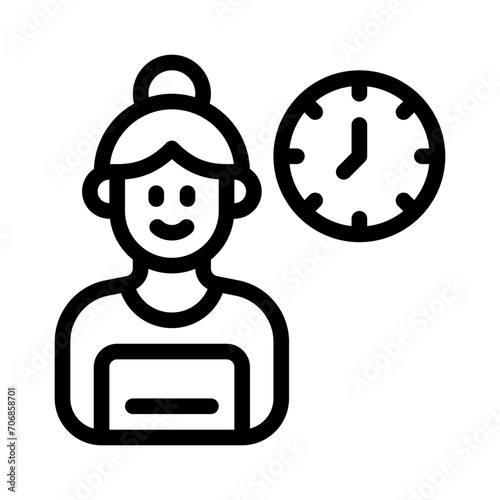 working hours line icon
