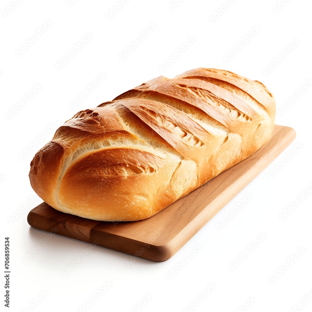 Close up of a bread on white background. With clipping path.