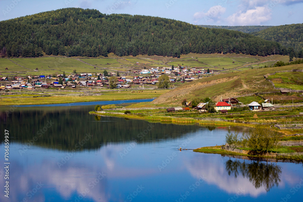 the village of Verkhniy Avzyan in the Ural Mountains of the Republic of Bashkortostan. Russia. the village of Verkhniy Avzyan in the Ural Mountains of the Republic of Bashkortostan. Russia.