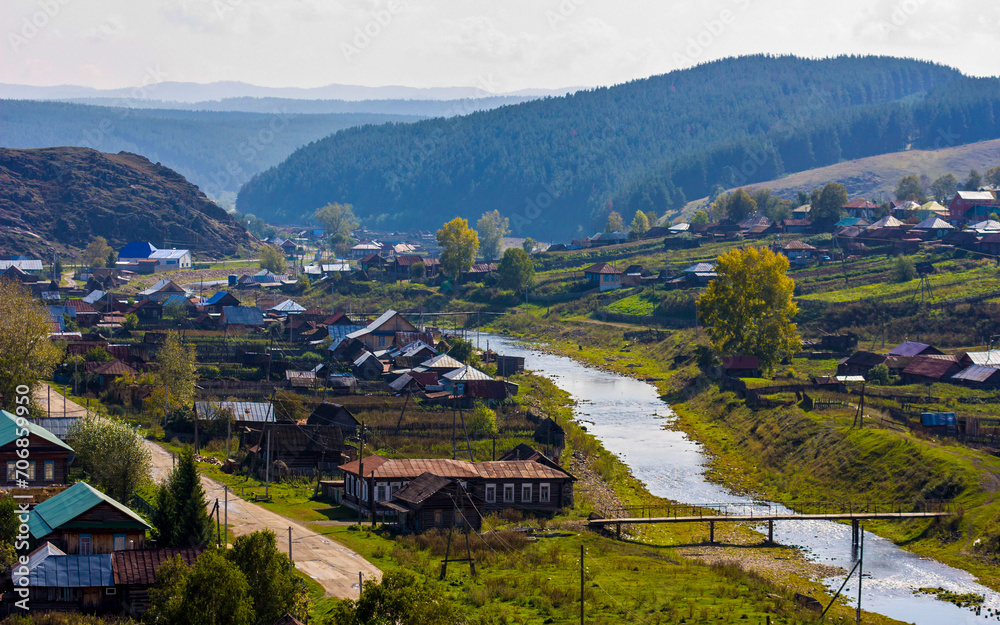 the village of Verkhniy Avzyan in the Ural Mountains of the Republic of Bashkortostan. Russia.