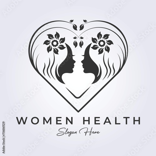 The women's logo design is suitable for use as a symbol for natural beauty care vector illustration