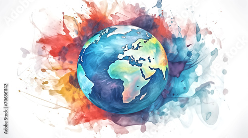 abstract symmetry colorful watercolor globe planet