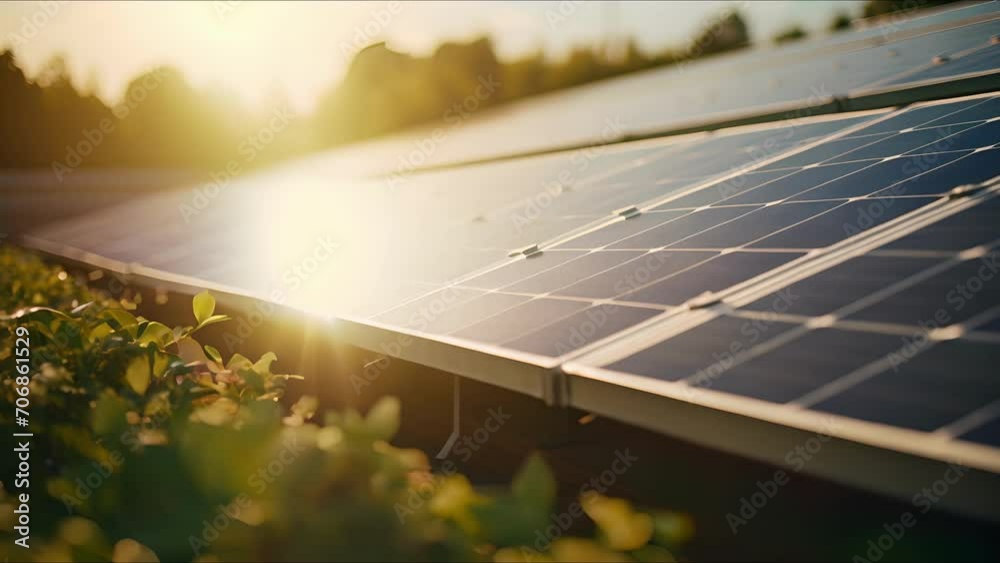 Closeup of a group of solar panels on a rooftop, highlighting the solution of incorporating renewable energy sources in urban planning to reduce carbon footprint.
