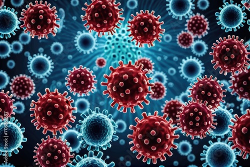 Infectious Flu Virus Background Depiction of Disease Cells and Red Blood Cells by ai generated