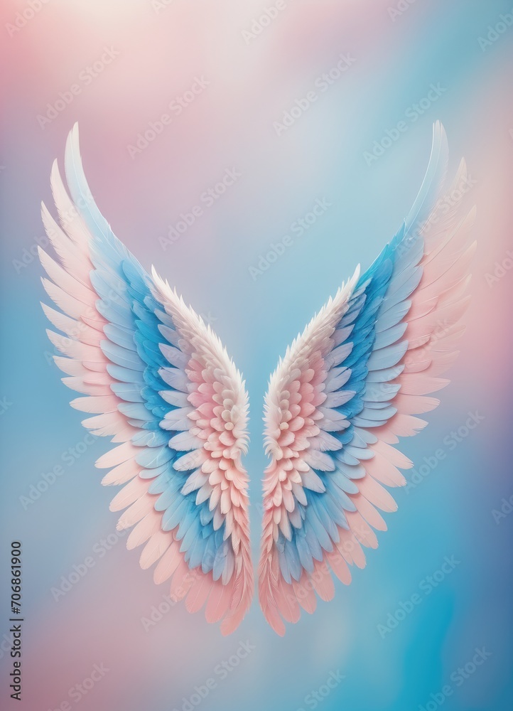 pastel gradient wings with feathers by ai generated