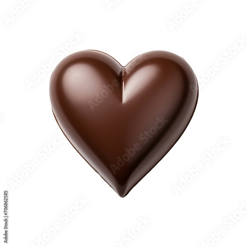 Heart shaped dark chocolate isolated on transparent background