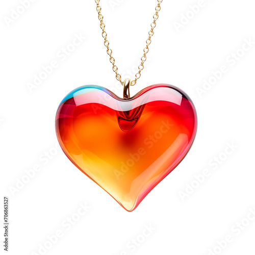 Heart shaped glass pendant isolated on transparent background