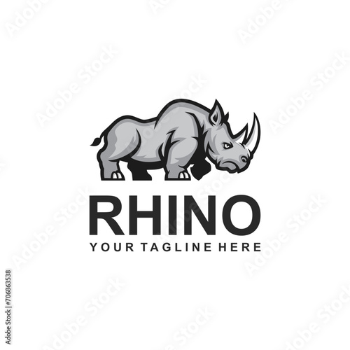 Powerful minimalist rhino logo. Rhino logo  african wildlife concept.