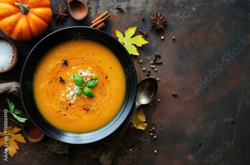 Savory Pumpkin Soup with Autumn Spices - Seasonal Gourmet Comfort Food