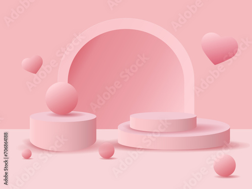 3D 렌더링 디스플레이 분홍색 배경