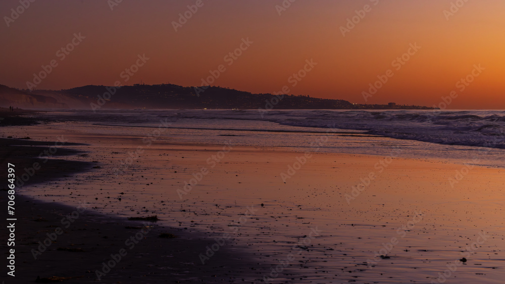 Sunset at the Del Mar beach of California