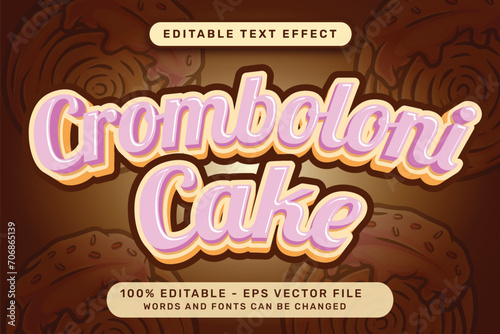 cromboloni cake 3d text effect and editable text effect with cake illustration