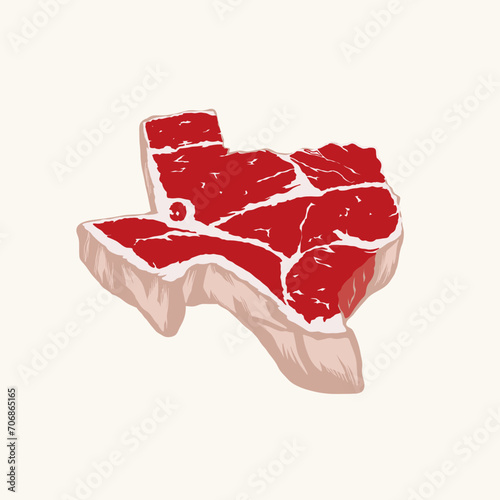 Texas map shaped meat illustration