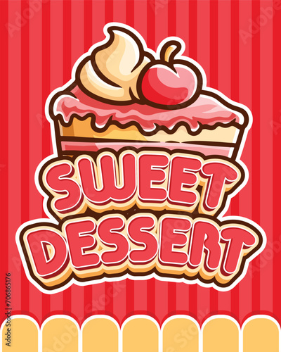slice cake sweet dessert logo illustration