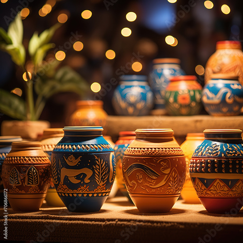Pongal fesival scene featuring decorative pots
