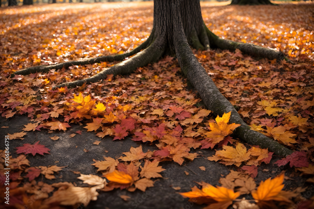 An autumn tree with orange maple leaves An autumn tree with orange maple leaves