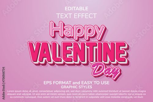 Text Effect Happy Valentine Day EPS Ready to Use White and Pink