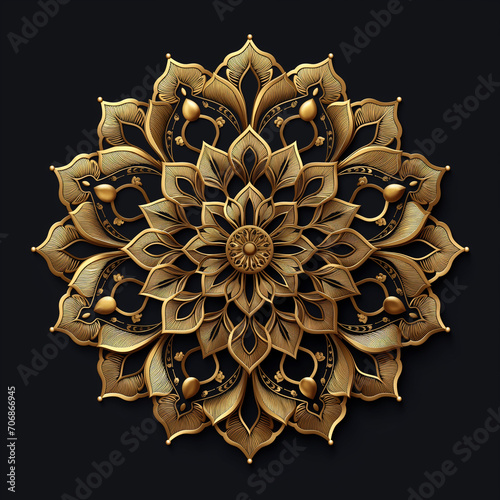 Vintage luxury decorative design of golden mandala. illustration. Floral ornament.