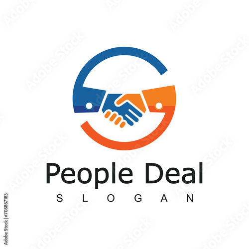 Handshake Logo. People deal isolated on white background. Business and Cooperation Logo.