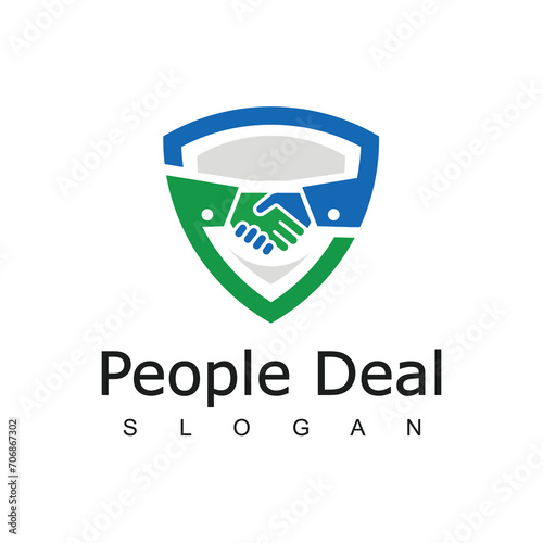 Handshake Logo. People deal isolated on white background. Business and Cooperation Logo.