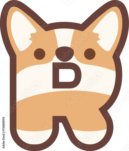 A letter R vector cute corgi dog