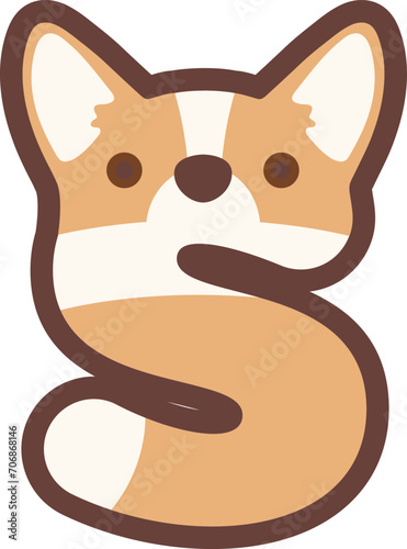 A letter S vector cute corgi dog