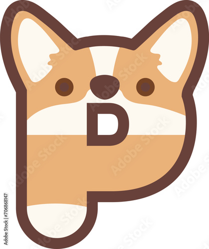 A letter P vector cute corgi dog