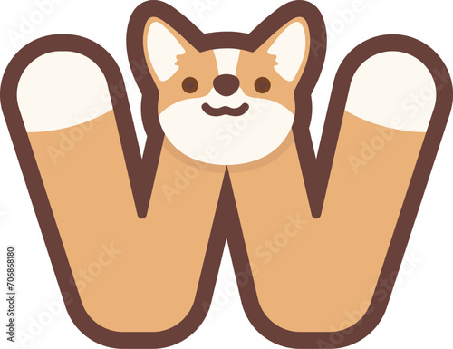 A letter W vector cute corgi dog