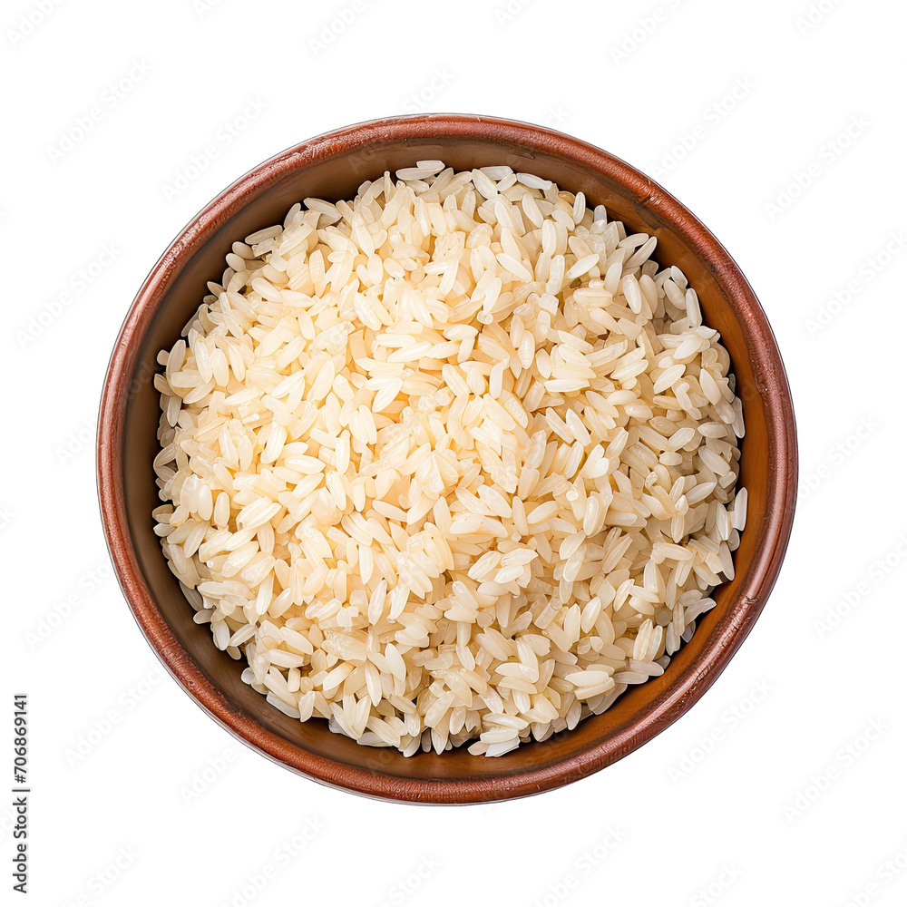Rice Bowl isolated on white background, top view Rice Bowl isolated on white background, top view