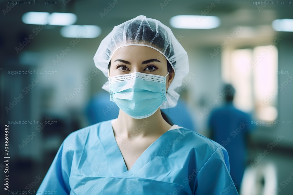 female doctor at hospital with mask generative ai female doctor at hospital with mask generative ai