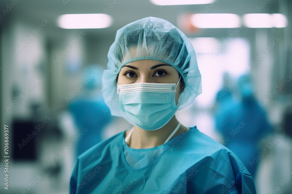 female doctor at hospital with mask generative ai female doctor at hospital with mask generative ai
