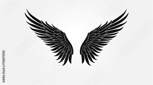 black wing image with white background  can make tattoo material  logo  generate AI