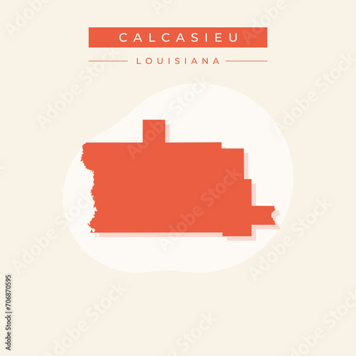 Vector illustration vector of Calcasieu map Louisiana photo