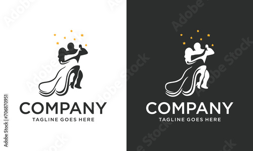 Creative backspace Design of couple dancing logo.