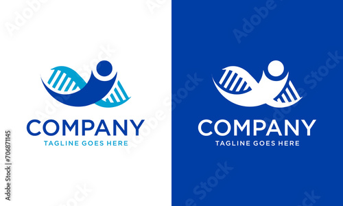 Creative Human DNA logo icon logo designs concept, Gen logo designs template. DNA people vector logo design. Medicine person icon symbol. Man science tech logotype.