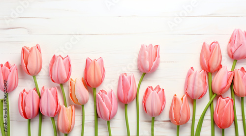 bouquet of pink tulips on a wooden table,  flower wallpaper, floral background