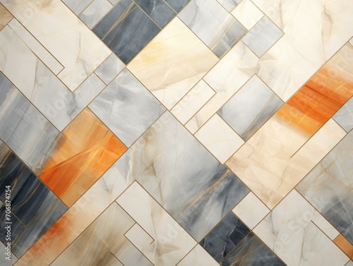 Close-up of Orange and Grey Tiled Wall, Vibrant Colors in a Modern Design, Background